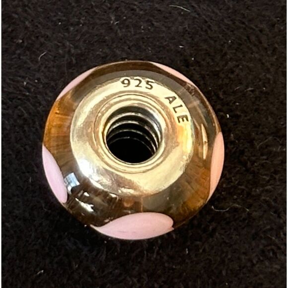 Pandora 790911 Sterling Silver Pink Stepping Stones Murano Glass Charm - Picture 7 of 7